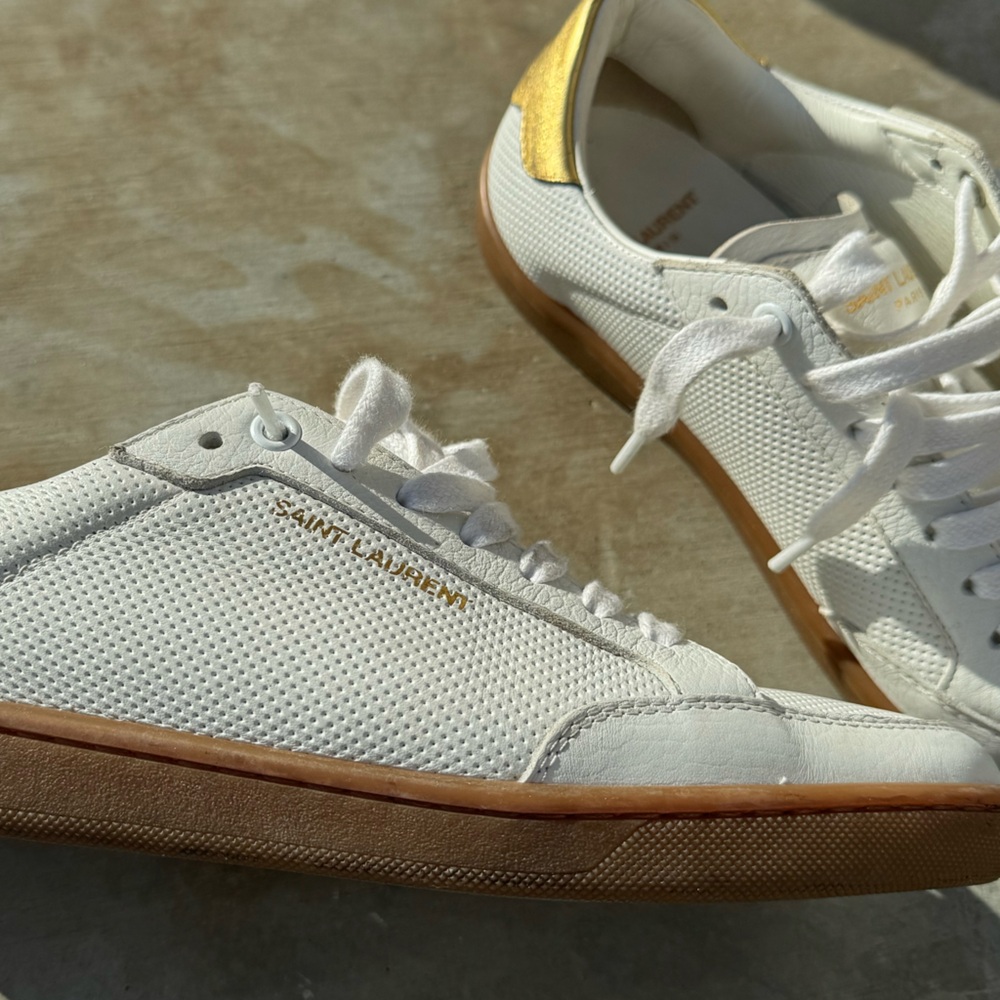 Super cute Gold & White Yves Saint Laurent Sneakers